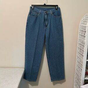 L.L.Bean Women’s Straight High Rise Jeans Blue Cotton Denim Size 14 Casual Mom